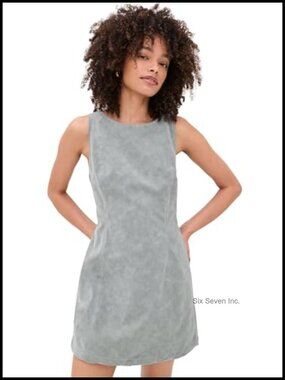 Free People Faux Suede Mini Dress Shift Sleeveless Open Back